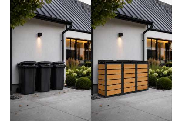 ZABUDOWA ŚMIETNIKOWA 3x240L kolor DREWNO